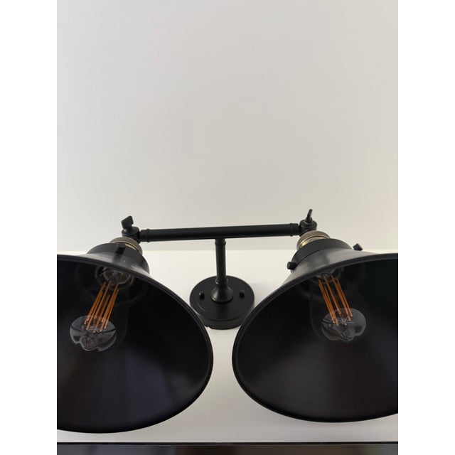 Innovations Lighting Industrial Two-Light Adjustable Wall Sconce in Black & Antique Brass For Sale - Image 4 of 7