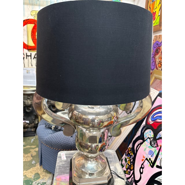 1990s Large Scale Nickel Plated Sculptural Urn Lamp For Sale - Image 5 of 8