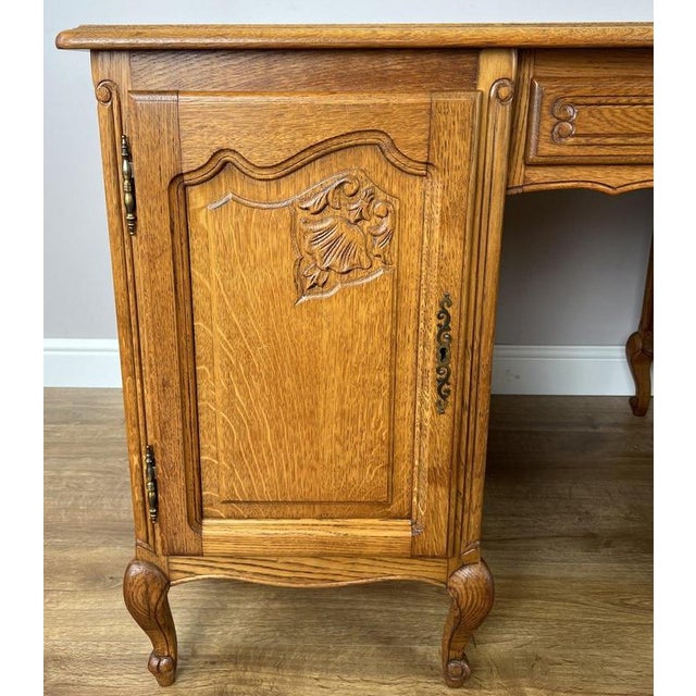 Wood Vintage French Louis XIV Style Carved Oak 8-Drawer Sideboard For Sale - Image 7 of 18