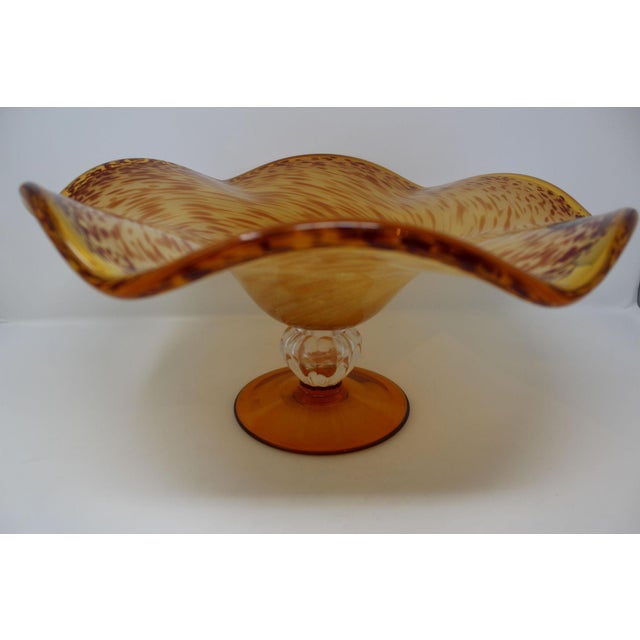 1980s Vintage Italian Glass White Cristal Centerpiece For Sale - Image 5 of 5