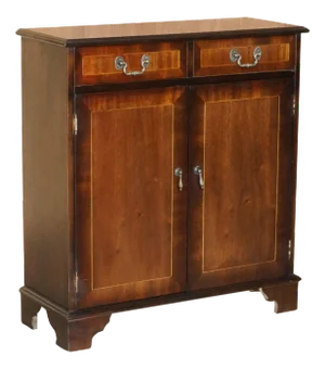 Vintage Mahogany Two Drawer Library Bookcase Sideboard