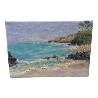 Original Petit Painting on Canvas, Coastal Scene For Sale