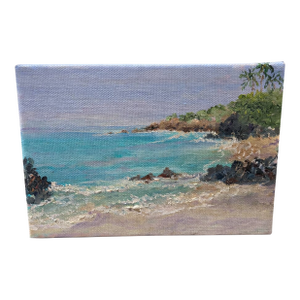 Original Petit Painting on Canvas, Coastal Scene