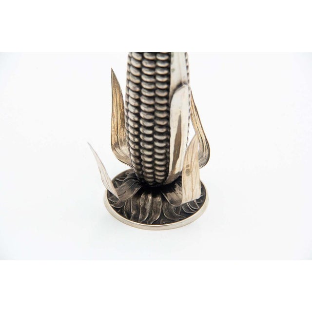 Silver Toothpick Holder in the Shape of Cornmeal, in Good conditions. Designed 1980 to 1989