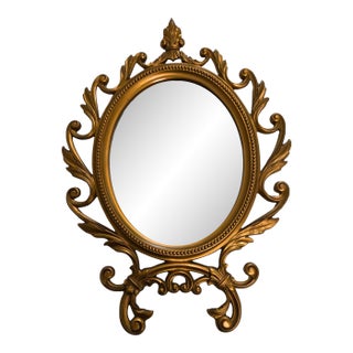 Vintage Syroco Hollywood Regency Gold Wall Mirror, Ornate Baroque Rococo Style Accent For Sale