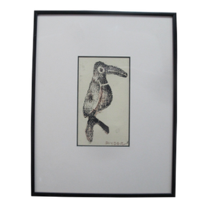 Amanda Snyder Pacific Nw Signed Framed Toucan Bird Woodblock Print