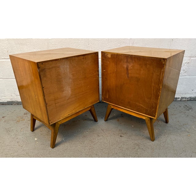 Unique Mid-Century Nightstands With Sculpted Pulls, A Pair For Sale - Image 10 of 10