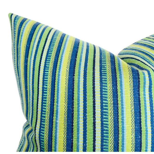 Traditional Primavera Striped Pillow Cover in Green, 20x20 Pillow For Sale - Image 3 of 4