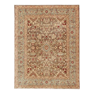 Large Sultanabad Design Vintage Rug With Florals in Brown, Lt. Blue & Red 11' 10" X 14' 9" For Sale