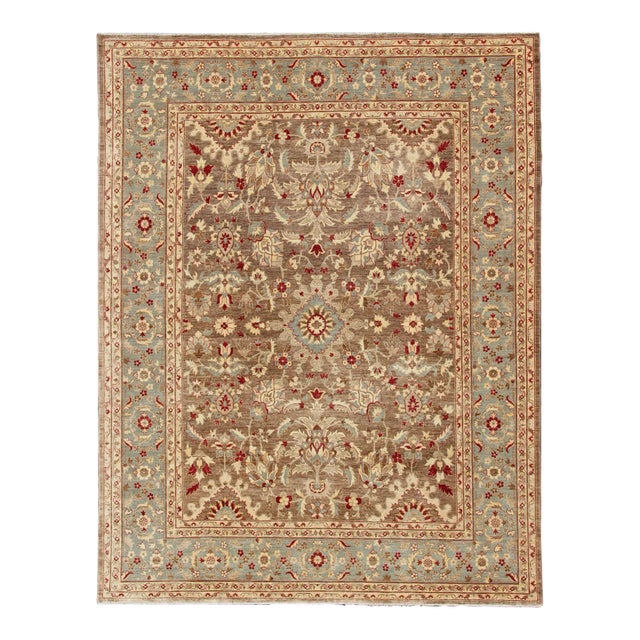 Large Sultanabad Design Vintage Rug With Florals in Brown, Lt. Blue & Red 11' 10" X 14' 9" For Sale