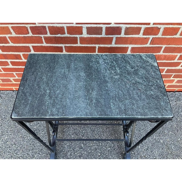 1960s Vintage Wrought Iron Marble Top Table For Sale - Image 6 of 6