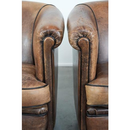 Vintage Club Chairs in Sheepskin Leather, Set of 2 For Sale - Image 10 of 14