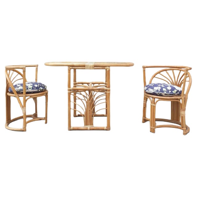Italian Bamboo Chairs, 1960s, Set of 3 For Sale