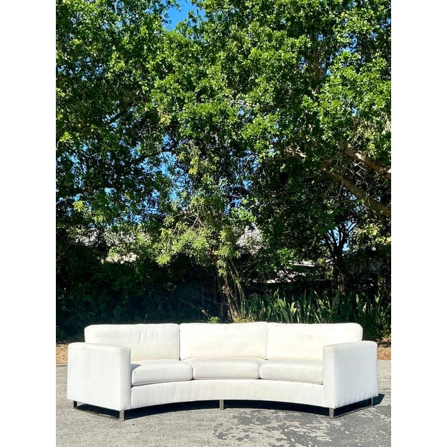 This stunning vintage Milo Baughman for Thayer Coggin sofa embodies timeless sophistication with its sculptural curved...