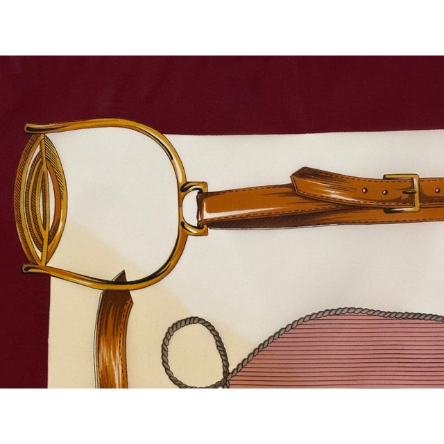 Vintage Pink Scarf with Equestrian Royal Horse Carriages Motif For Sale - Image 4 of 12