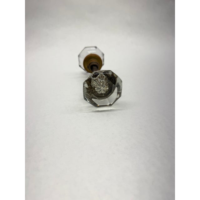 Transparent Antique Victorian Clear Octagonal Cut-Glass Doorknobs With Spindle - Pair For Sale - Image 8 of 8