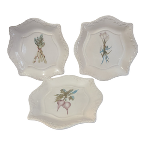 Vintage Charter Club Home Tabla Square Scalloped Edge Vegetable Plates- Set of 3