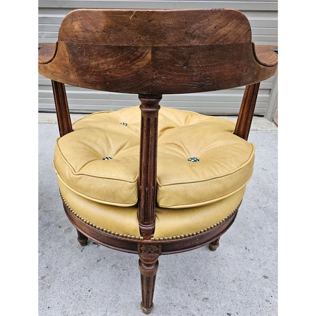 Antique Pair of French Louis XVI Style Swivel Desk Chairs For Sale - Image 4 of 11