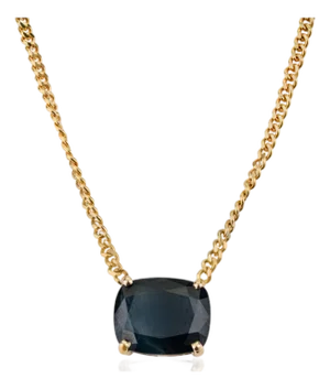Cushion Cut 5.2ct Blue Sapphire Solitaire Necklace in 14k Yellow Gold Curb Chain