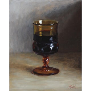 Goblet of Wine by Michael DeVore | Oil Painting of a wine goblet on a neutral background For Sale