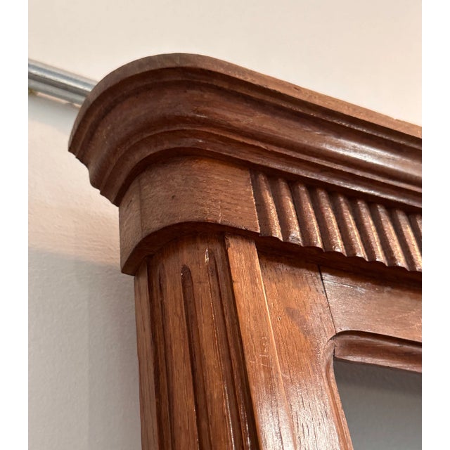 Transitional Art Deco Nouveau Oak Trumeau Mirror, France Circa 1920 For Sale - Image 9 of 12