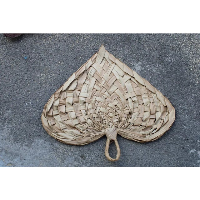 Large Decorative Fan in Straw, Italy, 1950s For Sale - Image 6 of 6