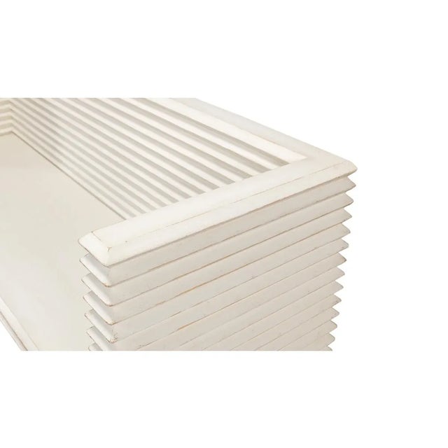 Rustic White Modern Bench For Sale - Image 10 of 10