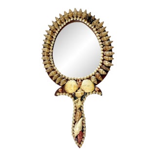 Vintage French Shell Mirror Hand Mirror For Sale