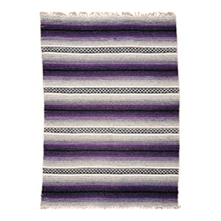 Vintage American Southwestern Kilim Rug, Handwoven Wool, Stripe Pattern, Lavender & Ivory, 4x6 For Sale