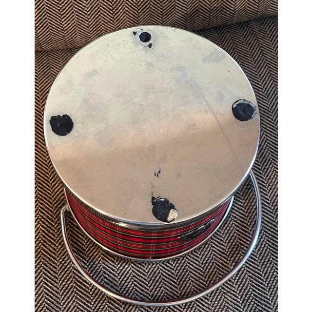 Scarlet Vintage Red Tartan / Plaid Chrome Lion Crest Ice Bucket For Sale - Image 8 of 8