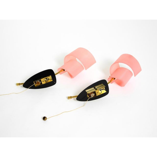 Mid-Century Modern Wall Lamps with Pink Acrylic Glass Shades, 1950s, Set of 2 For Sale - Image 16 of 18