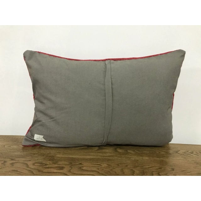 1960s Turkish Handwoven Red Hemp Lumbar Pillow For Sale - Image 5 of 6