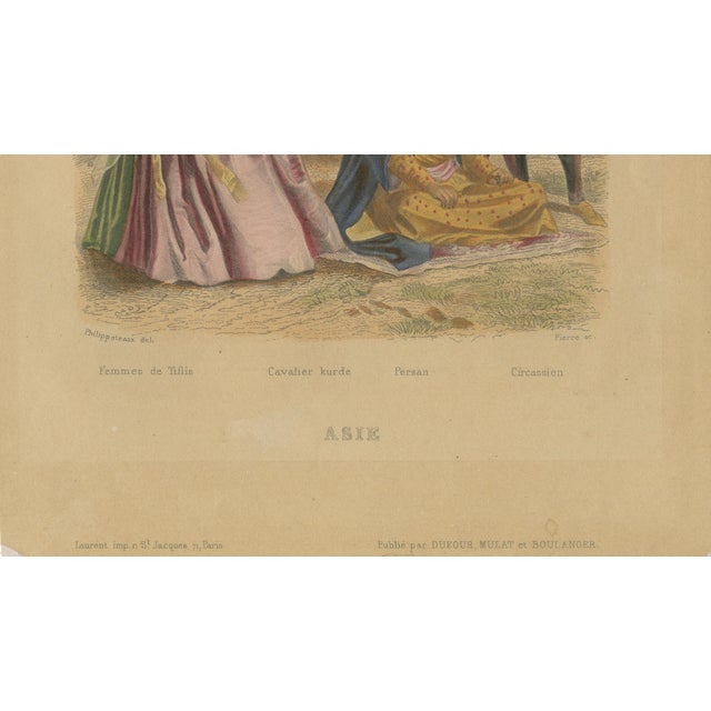 Paper After Henri Félix Emmanuel Philippoteaux, Persian, Kurdish & Circassian Costumes, 1860 For Sale - Image 7 of 9
