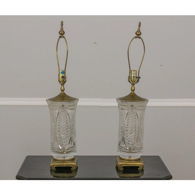 Pair Vintage Quality Cut Crystal Table Lamps For Sale - Image 13 of 13