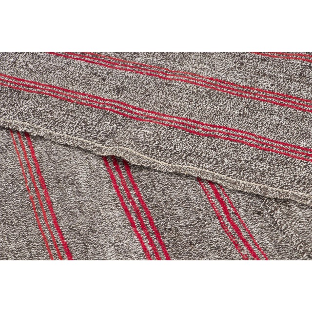Textile Vintage Turkish Kilim Exotic Yarn Rug With Red Stripes by Rug & Kilim, 1950-1959 For Sale - Image 7 of 9