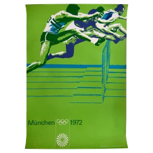 Munich Olympic Games Running over Obstacles Poster by Otl Aicher, 1972