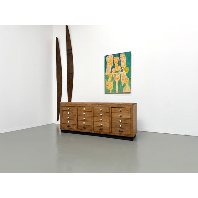 Wood Double-Sided Display Counter with 20 Drawers, 1960s For Sale - Image 7 of 18