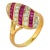 Early 20th Century Victorian Old Mine Cut Diamond Ruby 14k Rose Gold Navette Ring, Size 7.75 For Sale