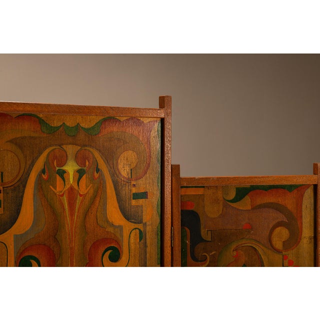 Brown Art Deco Amsterdam School Room Divider attributed to Jaap Gidding, The Netherlands, 1910s For Sale - Image 8 of 14