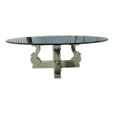 1980s Neoclassical Michael Taylor Four-Lyre Concrete Table Base For Sale
