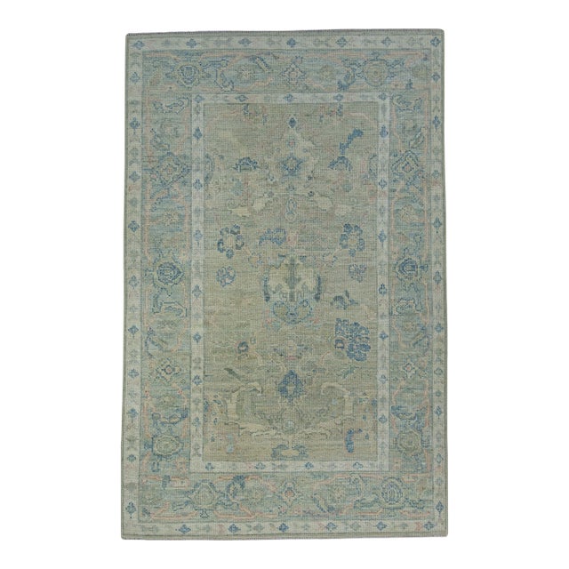 Turkish Oushak Rug 4' x 6'4" #17771 For Sale