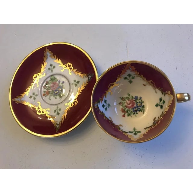 A beautiful, old espresso cup with a plate, handmade by a Bavarian company. Beautiful porcelain decorated with gold leaf...