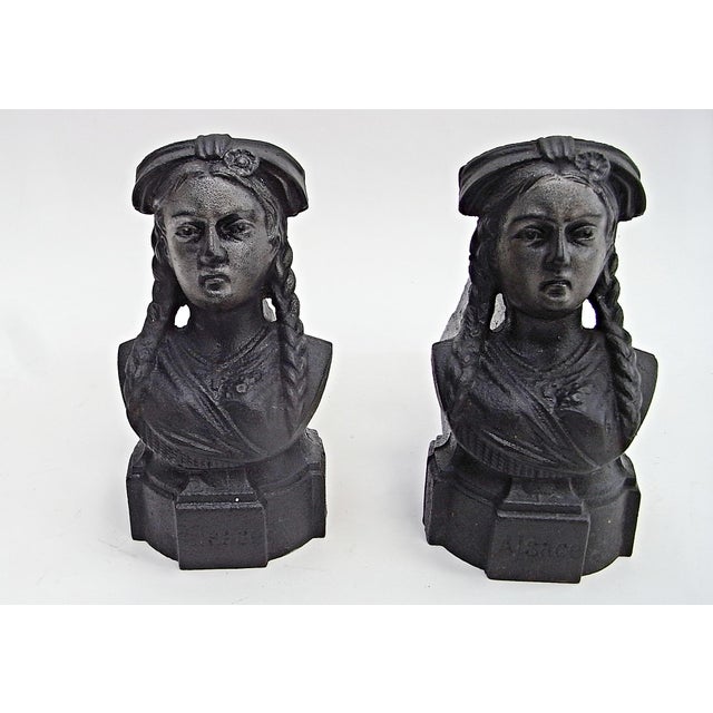 Black Fireplace Tridents with Female Head in Cast Iron, 1950s, Set of 2 For Sale - Image 8 of 8