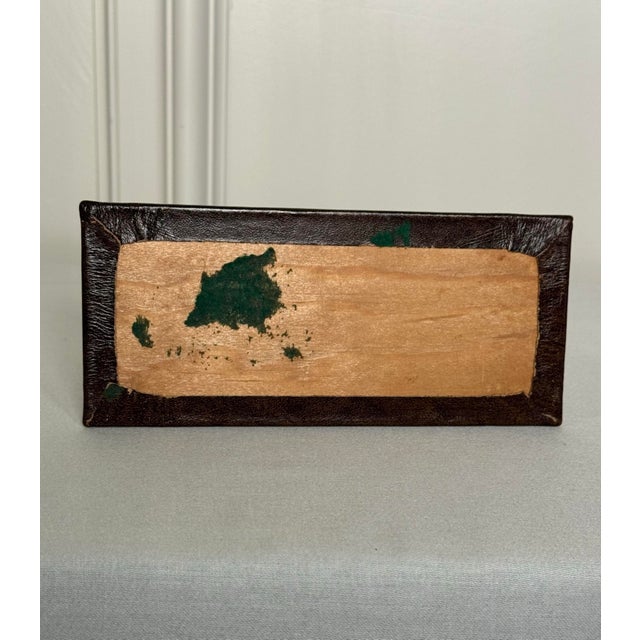 Vintage Traditional Genuine Brown Leather Gold Tooling Letter Holder Desk Set For Sale - Image 10 of 10