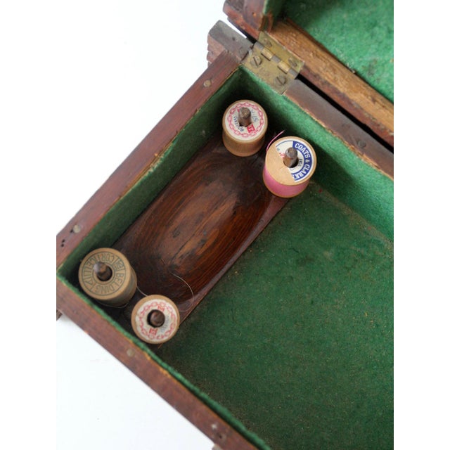 Antique Folk Art Log Cabin Sewing Box For Sale - Image 13 of 17