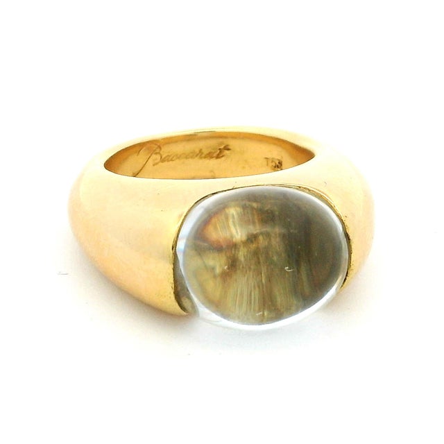 Baccarat Vintage Baccarat 18k Gold Crystal Dome Statement Ring, French Modernist, Size 6.5 For Sale - Image 4 of 13
