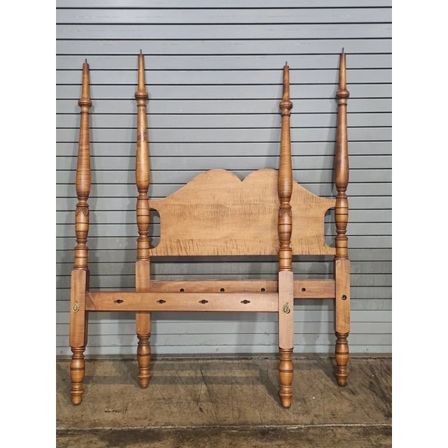 American Late 20th Century Share Tiger Maple Four Poster, Canopy Single Bed Benchmade Leonard's of Massachusetts For Sale - Image 3 of 5