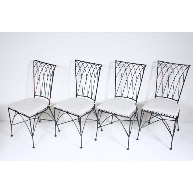 Gothic Set of 4 Black Iron Dining Side Chairs, C. 1980 For Sale - Image 3 of 18