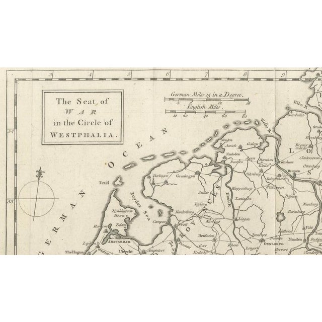 Antique Military Map of Westphalia, Germany, 1763 For Sale - Image 3 of 10