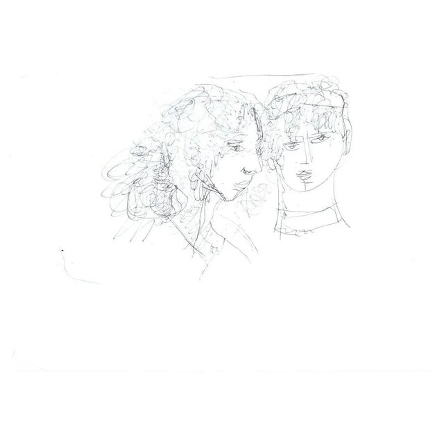 Two Portraits is a black China ink original drawing realized on paper by the artist Jeanne Daour (1914-?). This beautiful...